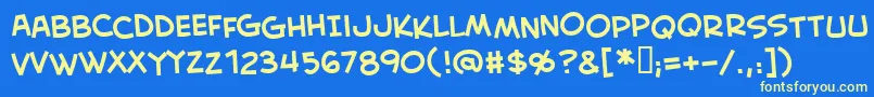 Creabbrg Font – Yellow Fonts on Blue Background