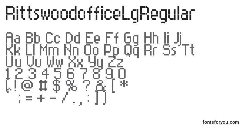 A fonte RittswoodofficeLgRegular – alfabeto, números, caracteres especiais