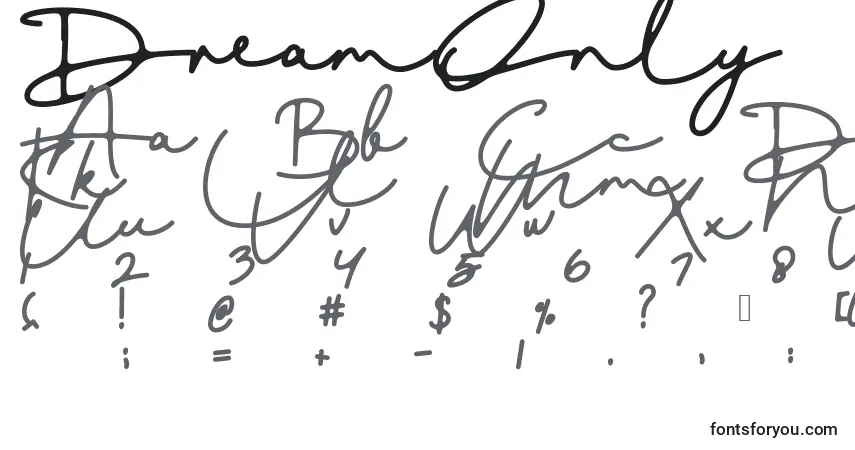 Шрифт DreamOnly (118072) – алфавит, цифры, специальные символы
