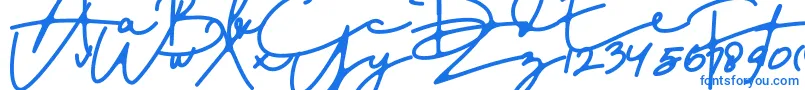 フォントDreamOnly – 白い背景に青い文字