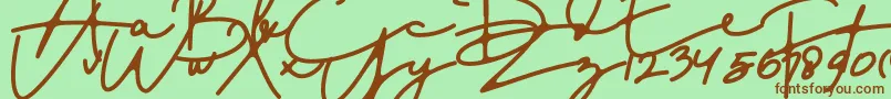 Czcionka DreamOnly – brązowe czcionki na zielonym tle