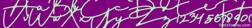 DreamOnly-Schriftart – Grüne Schriften auf violettem Hintergrund