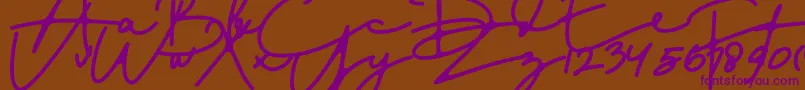 DreamOnly-Schriftart – Violette Schriften auf braunem Hintergrund