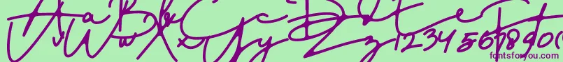 DreamOnly-Schriftart – Violette Schriften auf grünem Hintergrund