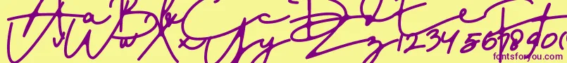 DreamOnly-Schriftart – Violette Schriften auf gelbem Hintergrund