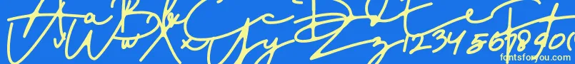 DreamOnly-Schriftart – Gelbe Schriften auf blauem Hintergrund