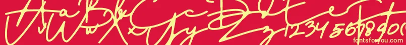 DreamOnly-fontti – keltaiset fontit punaisella taustalla