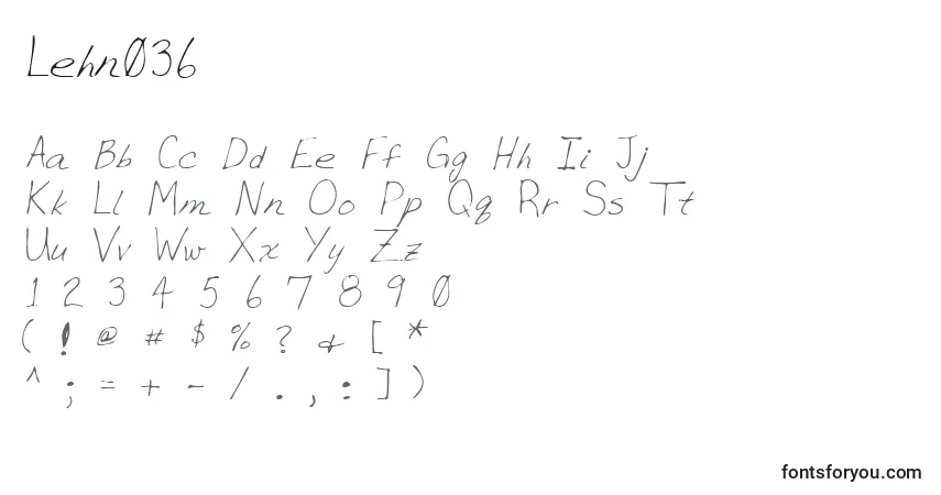 Czcionka Lehn036 – alfabet, cyfry, specjalne znaki