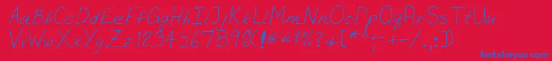 Lehn036-Schriftart – Blaue Schriften auf rotem Hintergrund