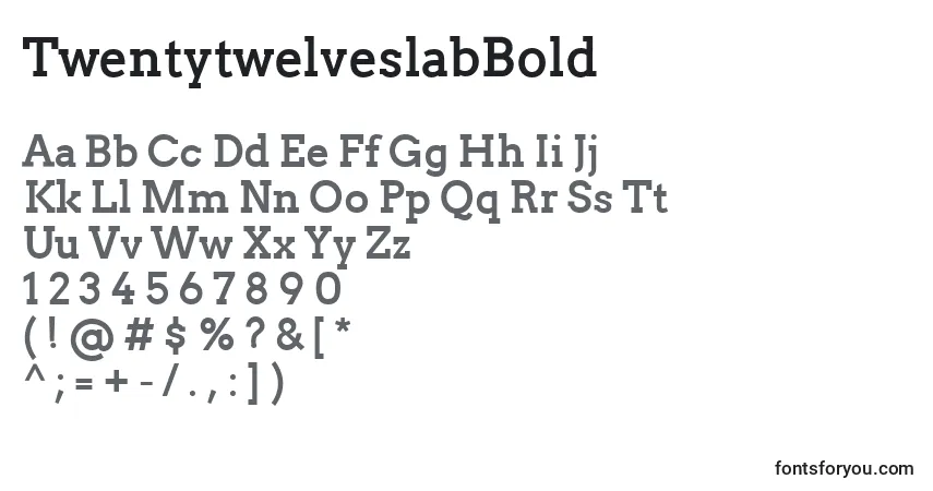 A fonte TwentytwelveslabBold – alfabeto, números, caracteres especiais