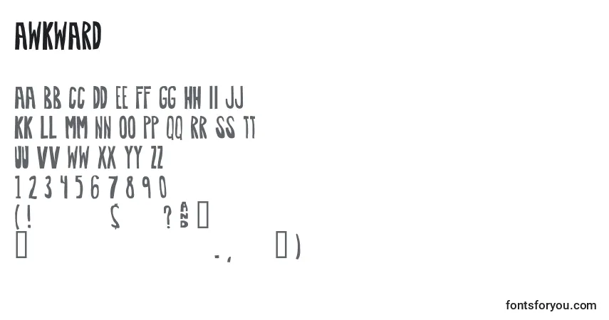 Шрифт Awkward – алфавит, цифры, специальные символы