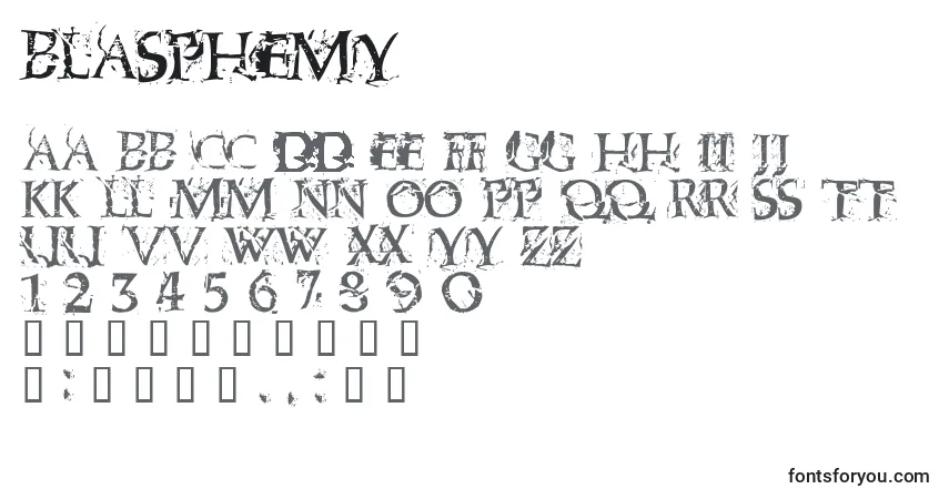Шрифт Blasphemy – алфавит, цифры, специальные символы