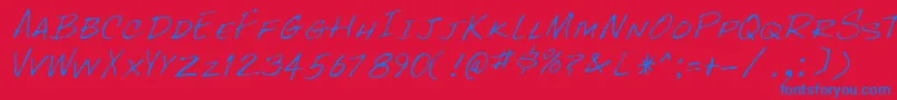 フォントRockyRegular – 赤い背景に青い文字
