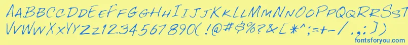 フォントRockyRegular – 青い文字が黄色の背景にあります。