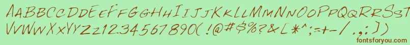 RockyRegular Font – Brown Fonts on Green Background