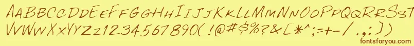 RockyRegular Font – Brown Fonts on Yellow Background