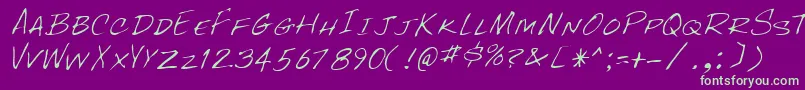 RockyRegular-Schriftart – Grüne Schriften auf violettem Hintergrund