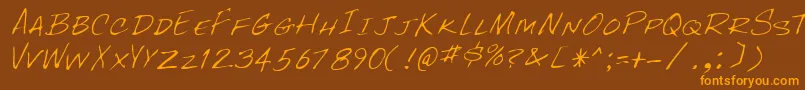 RockyRegular Font – Orange Fonts on Brown Background