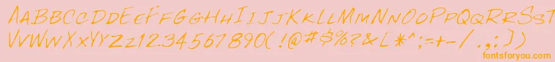 フォントRockyRegular – オレンジの文字がピンクの背景にあります。