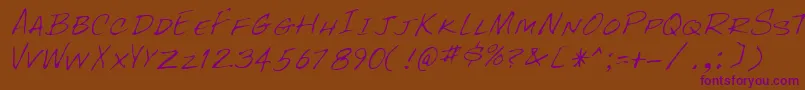 RockyRegular-Schriftart – Violette Schriften auf braunem Hintergrund