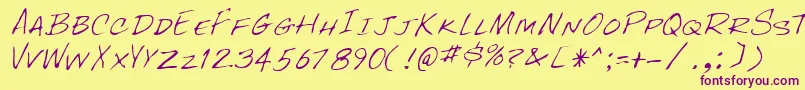 RockyRegular-Schriftart – Violette Schriften auf gelbem Hintergrund