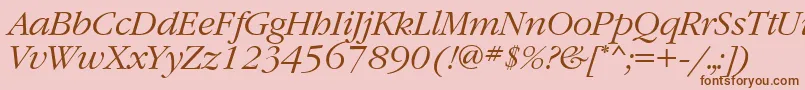 GaramondettItalic-Schriftart – Braune Schriften auf rosa Hintergrund