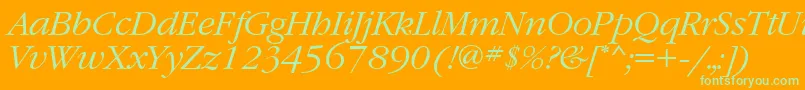Czcionka GaramondettItalic – zielone czcionki na pomarańczowym tle