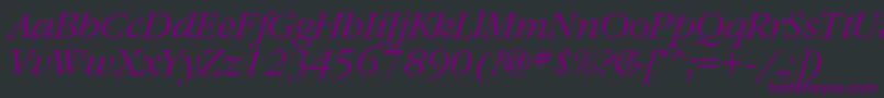 Czcionka GaramondettItalic – fioletowe czcionki na czarnym tle