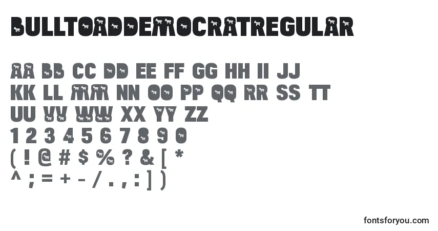 Czcionka BulltoaddemocratRegular – alfabet, cyfry, specjalne znaki