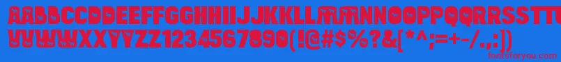 フォントBulltoaddemocratRegular – 赤い文字の青い背景