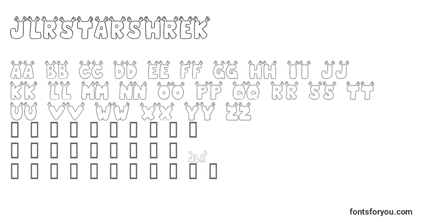 Czcionka JlrStarShrek – alfabet, cyfry, specjalne znaki