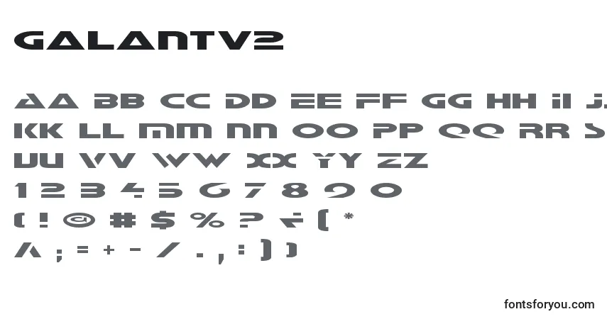 A fonte Galantv2 – alfabeto, números, caracteres especiais