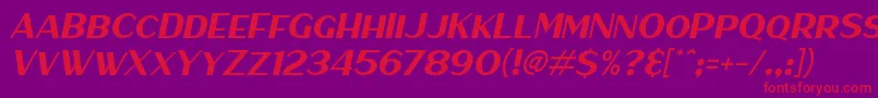 フォントHaarlemSansItalic – 紫の背景に赤い文字