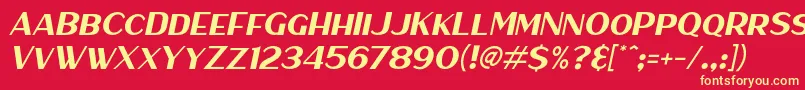 HaarlemSansItalic Font – Yellow Fonts on Red Background