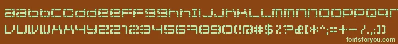 フォントJethosepixel – 緑色の文字が茶色の背景にあります。