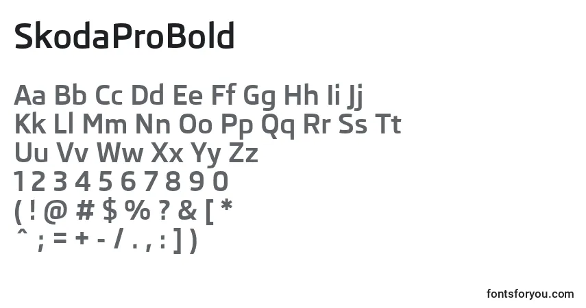 Schriftart SkodaProBold – Alphabet, Zahlen, spezielle Symbole