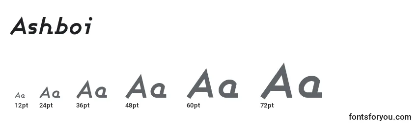 Размеры шрифта Ashboi