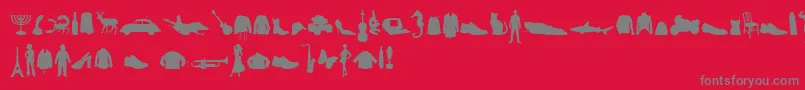 MixedSilhouettesFreeVol2-Schriftart – Graue Schriften auf rotem Hintergrund
