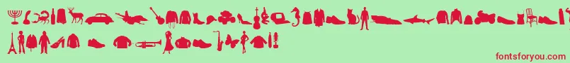 MixedSilhouettesFreeVol2 Font – Red Fonts on Green Background