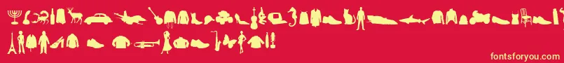 フォントMixedSilhouettesFreeVol2 – 黄色の文字、赤い背景