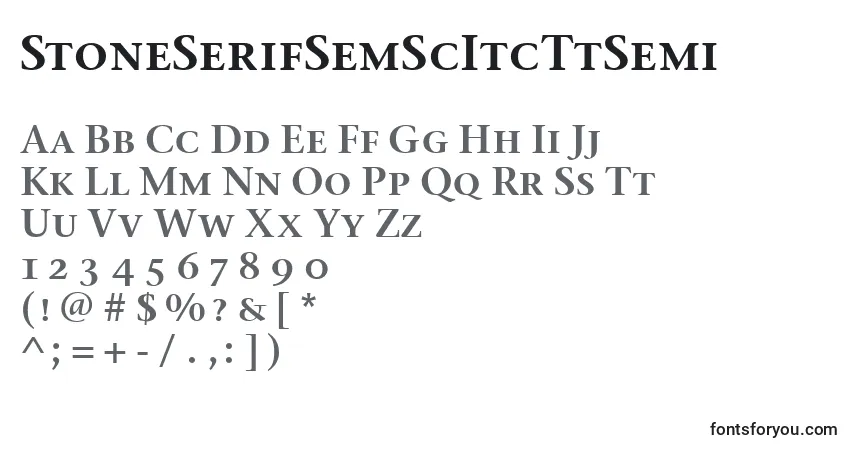 Шрифт StoneSerifSemScItcTtSemi – алфавит, цифры, специальные символы