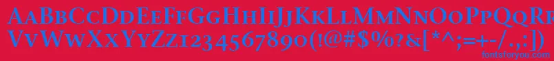 フォントStoneSerifSemScItcTtSemi – 赤い背景に青い文字