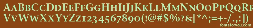 フォントStoneSerifSemScItcTtSemi – 緑色の文字が茶色の背景にあります。