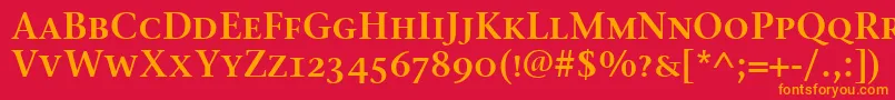 フォントStoneSerifSemScItcTtSemi – 赤い背景にオレンジの文字