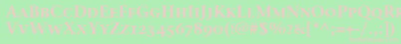 StoneSerifSemScItcTtSemi-fontti – vaaleanpunaiset fontit vihreällä taustalla
