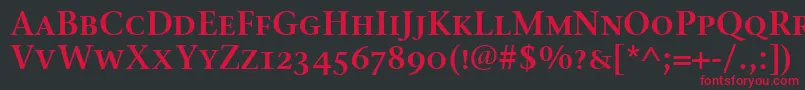Шрифт StoneSerifSemScItcTtSemi – красные шрифты на чёрном фоне