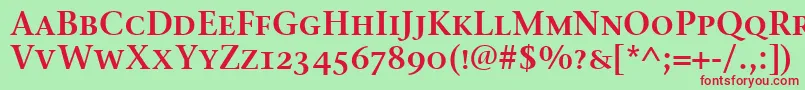 フォントStoneSerifSemScItcTtSemi – 赤い文字の緑の背景