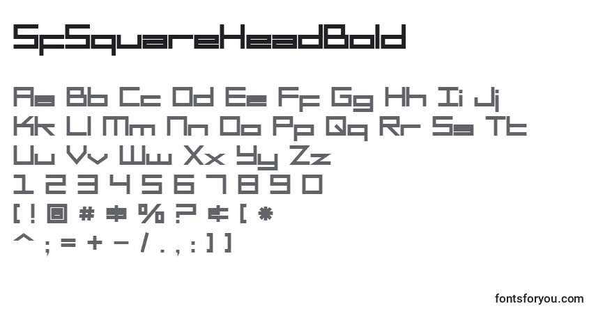 Шрифт SfSquareHeadBold – алфавит, цифры, специальные символы