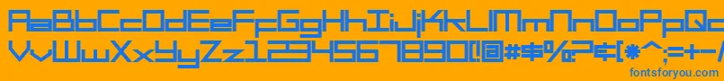 SfSquareHeadBold-Schriftart – Blaue Schriften auf orangefarbenem Hintergrund