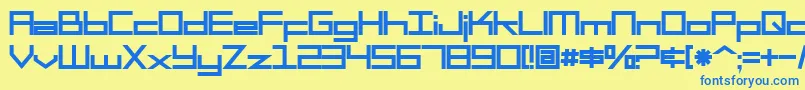 SfSquareHeadBold-Schriftart – Blaue Schriften auf gelbem Hintergrund